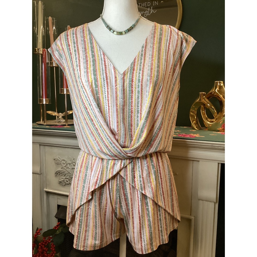 BCBGeneration‎ Romper XS Multicolor Excellent Twist Front Striped